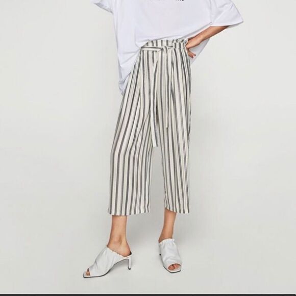 Zara Striped Paper Bag Culottes Size S - Picture 1 of 11